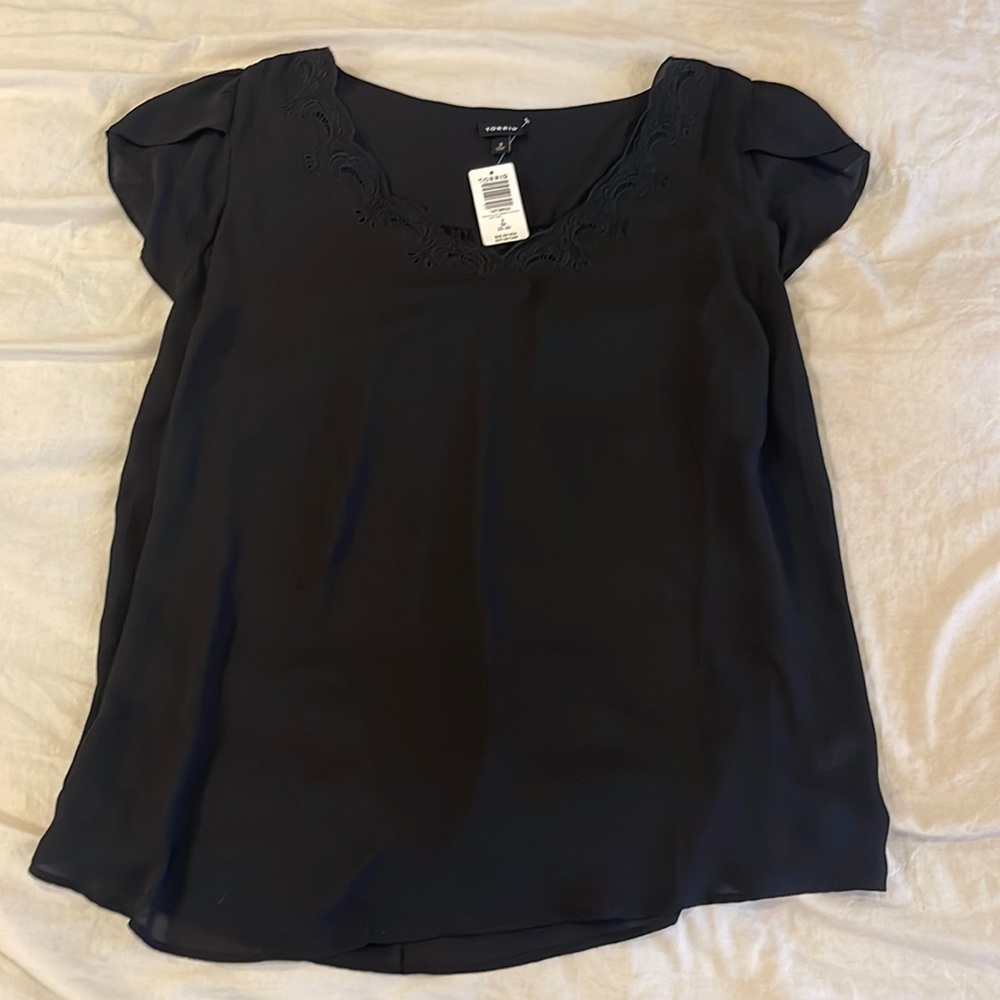 Torrid NWT Black Blouse With Lace Detail Size 3X